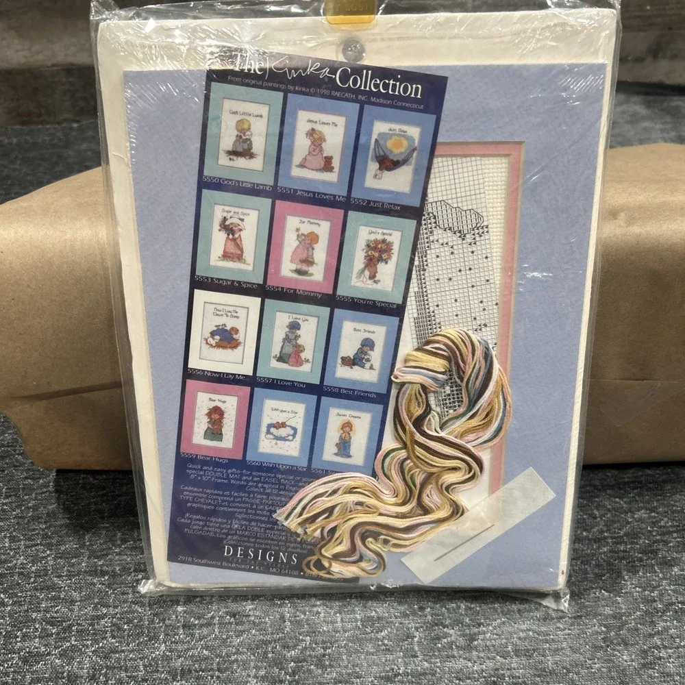 Designs Counted Cross Stitch Kit Little Girl JESUS LOVES ME w/Mat SEALED